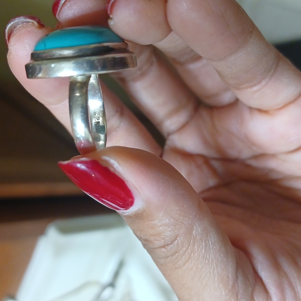 Sterling Silver| Handcrafted Tibetan Turquoise ring - Picture 4 of 5